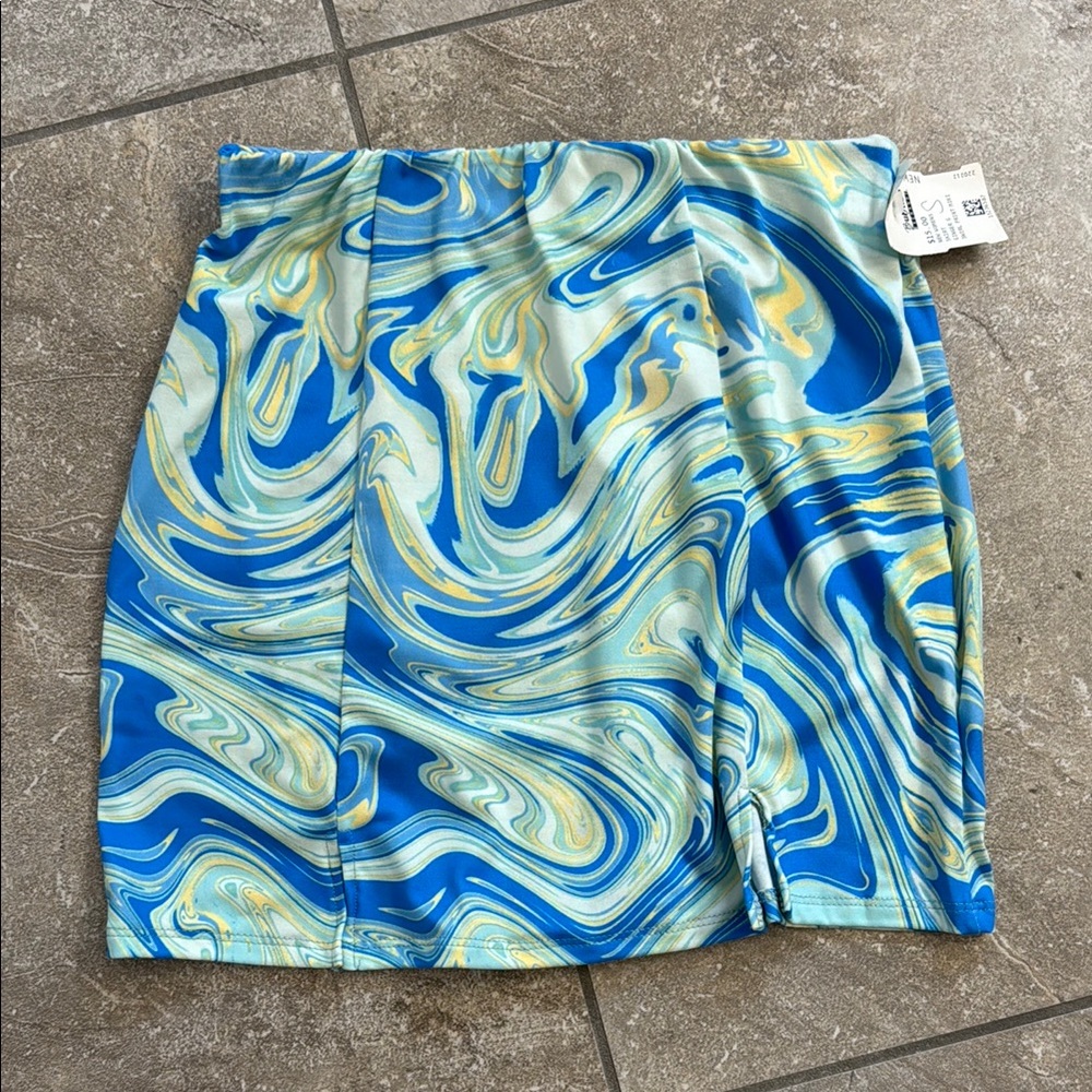 Ginger G Blue and Yellow Marble Skirt